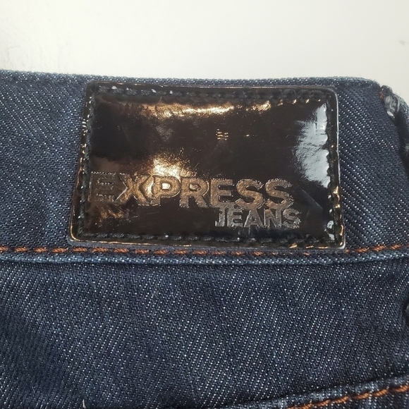 Express Jeans 12 Stella Bootleg Vintage Denim Metallic Sheen Embroidered Bootcut - Picture 12 of 12